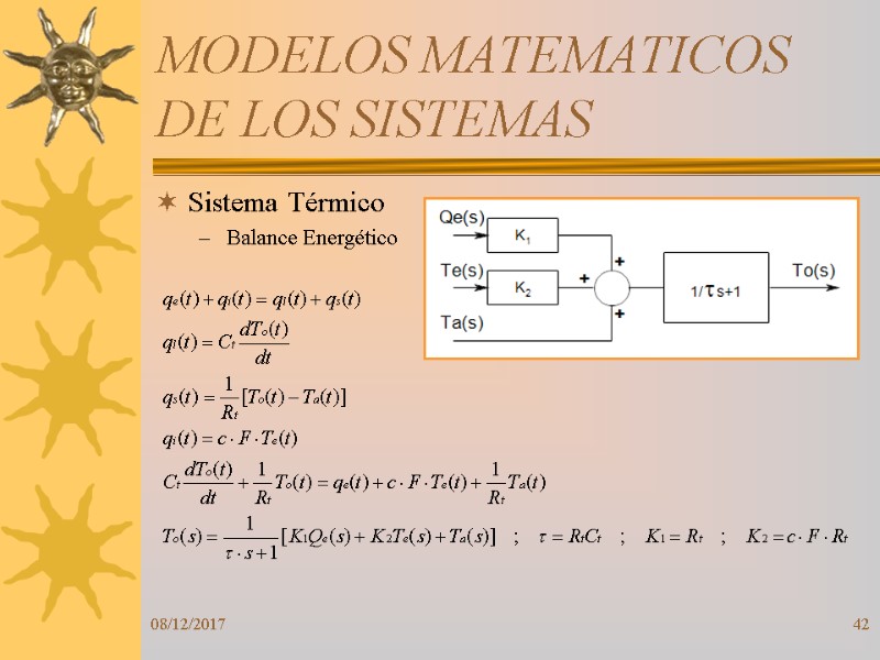 MODELOS MATEMATICOS DE LOS SISTEMAS Sistema Térmico Balance Energético  08/12/2017 42